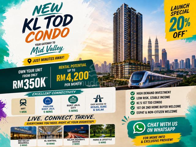 3 IN 1 TOD !【 LRT/MRT3/KTM 】LINK KL MidValley - 2 Room DUAL KEY HOT !! 1