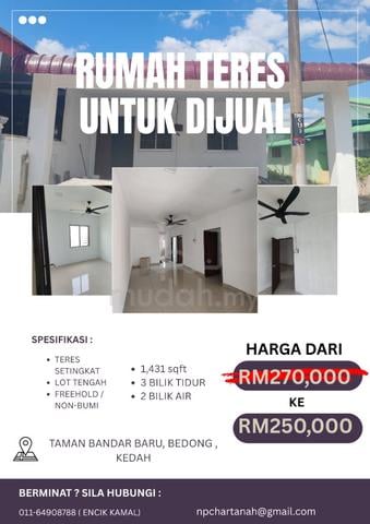 Rumah Teres Setingkat Untuk Dijual - TAMAN BANDAR BARU 1