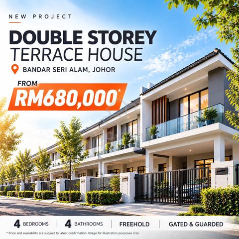 NEW PROJECT | Bandar Seri Alam Double Storey Terrace| Zero DownPayment 1
