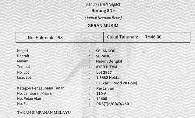 Tanah Sungai Merab, Dengkil 1