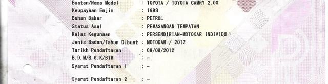 CASH OTR 2012 Toyota CAMRY 2.0 G (A) 1THN WARRANTY - 2