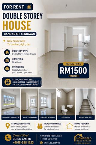 Rumah baru di sendayan untuk disewa 2 tingkat dekat ke Seremban 2 1