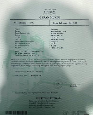 Tanah Murah Pasir Puteh 1