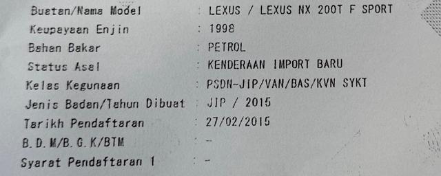 2015 Lexus NX200t F-Sport 2.0 NX 200 SUV - 3