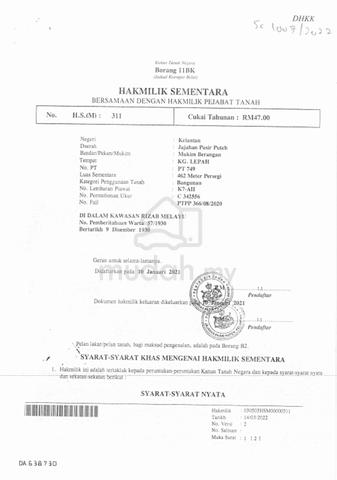 Tanah Bangunan 462m² Kg Lepah Pasir Puteh Siap Geran (Nego) 1