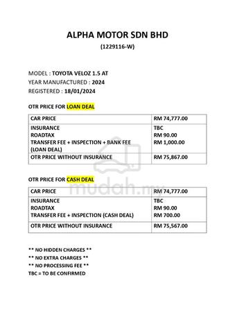 2024 Toyota VELOZ 1.5 (A) SERVICE RECORD WARRANTY - 3