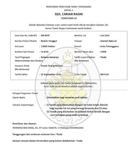 Terengganu Hulu Terengganu Agricultural Freehold Land For Sale 1