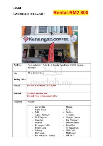 BANDAR SERI PUTRA 1st +2nd Floor Shop 1