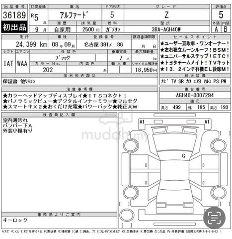 2023 Toyota ALPHARD Z ORI-MDELLISTA UNIVERSAL 5AA - 2