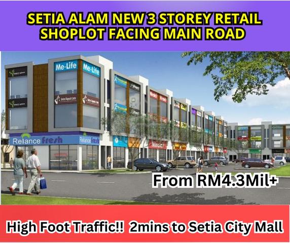 New 3 Storey Retail Shoplot For Sale-Facing Main Road In Setia Alam 1