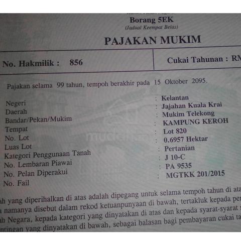 Tanah Lot Getah Kg Keroh Kuala Krai Untuk Dijual 2