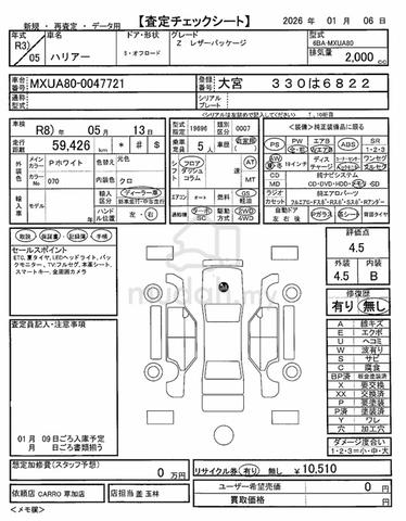 2021 Toyota HARRIER 2.0 Z LEATHER HEATER SEAT/ DIM - 4
