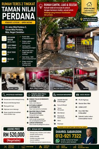 Taman Nilai Perdana|Nilai|Double Storey Terrace|Freehold, Non-Bumi Lot 1