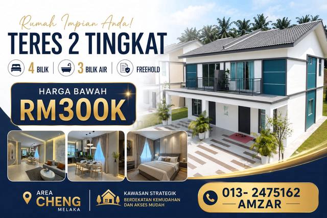 Baru!! Teres 2 Tingkat Cheng, Melaka 1
