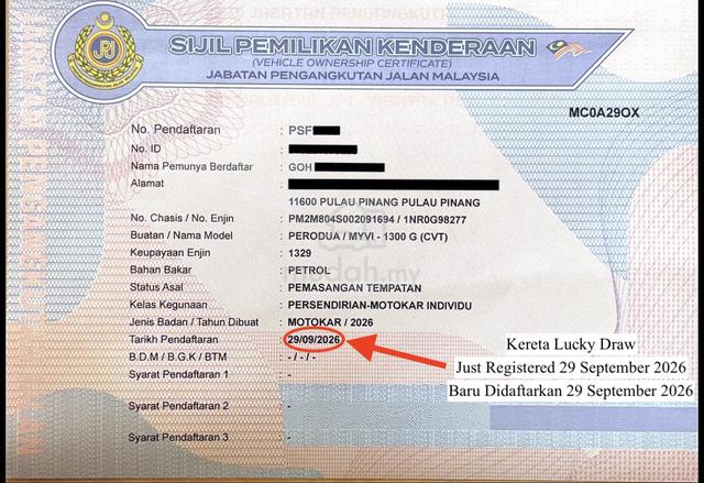 LUCKYDRAW Perodua Myvi 1.3 G 68KM Loan % Like New - 1