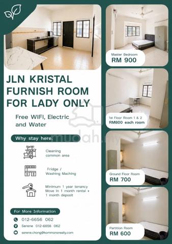 Rooms Rent for Lady Only at Jalan Kristal Seksyen 7 Shah Alam 1