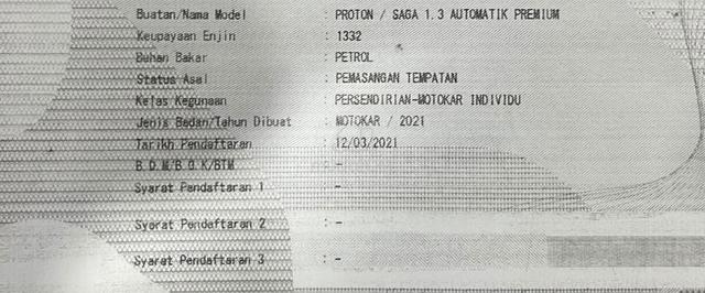 2021 Proton SAGA PREMIUM 1.3L (A) [SERVICE RECORD] - 2