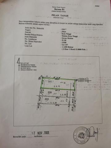 Johor Kota Tinggi Agricultural Freehold Land For Sale 1