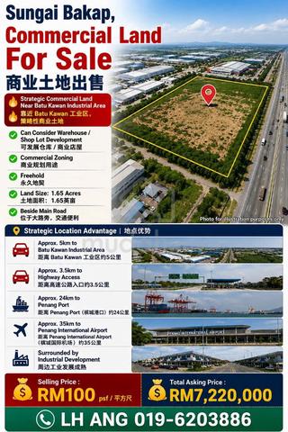 1.65 acrec Sungai Bakap, Commercial Land For Sale 商业土地出售 1