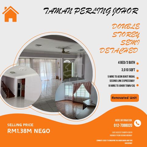 Sale Double Storey Semi D@Taman Perling Johor/Bukit Indah/Skudai JB 1