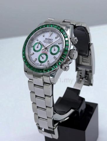 Custom S. Mod 39.5mm Green Panda Diamond Steel - photo 4 of 6