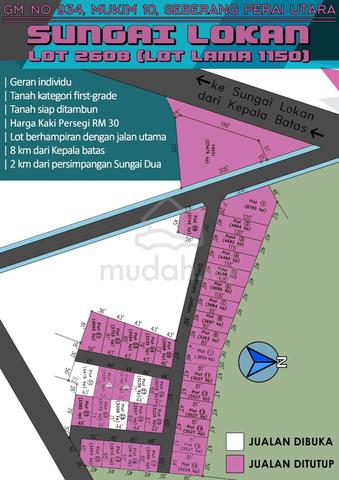 (Land Lot ) Tanah Lot Untuk Dijual, Individual Geran, Sungai Lokan 1