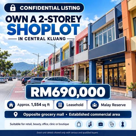 2-Storey Shoplot @ Central Kluang, Johor For Sale 1