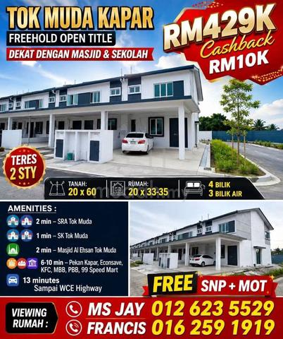 Kapar teres 2 tingkat freehold cashback rm10k 1
