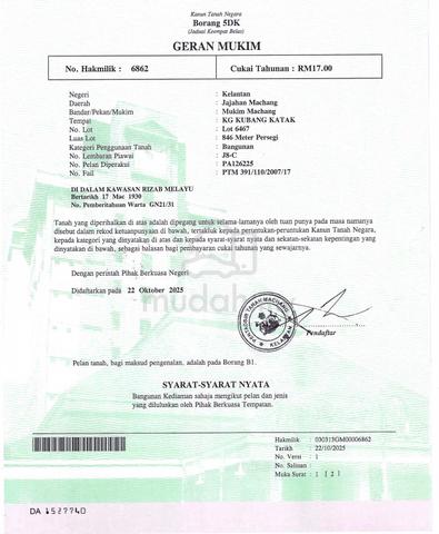 Tanah Luas ±9,106 Kaki Persegi di Machang Untuk Dijual 1