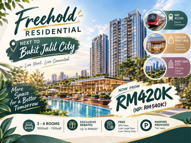 【LAST UNIT】3-4 Room FURNISH Beside Bukit Jalil & Puchong 420k Near MRT 1