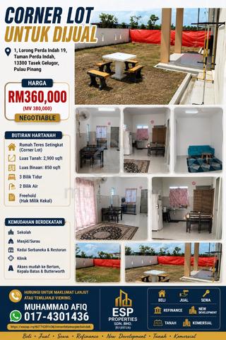 Corner Lot Teres Setingkat Taman Perda Indah, Tasek Gelugor Penang 1