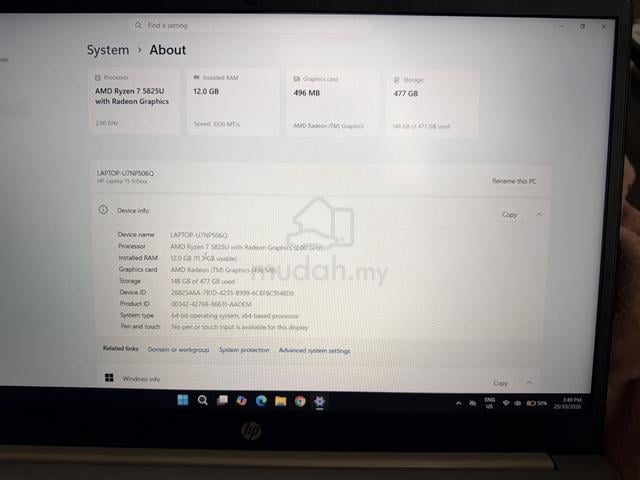 HP Laptop 15 Ryzen 7 512GB SSD 12GB RAM - photo 3 of 4