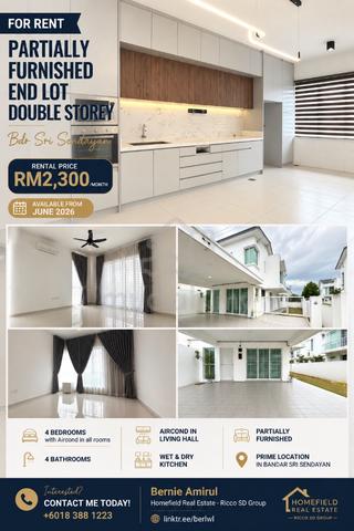 Partially furnish dengan kitchen kabinet untuk disewa di sendayan 1