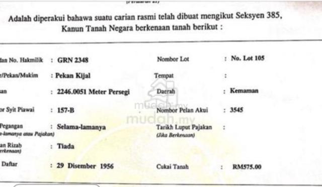 1/5 ekar bahagian tanah untuk dijual 1