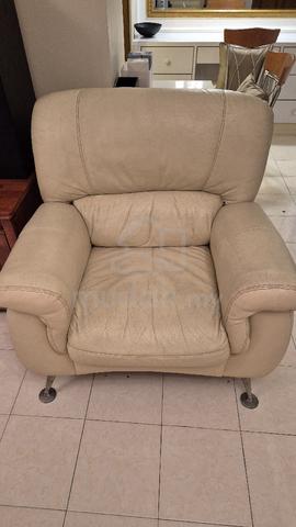 Cream Leather Single-Seater Sofa / Armchair - photo 5 of 6