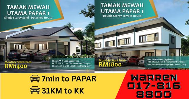 New Double Storey Landed House for Sale in papar 1