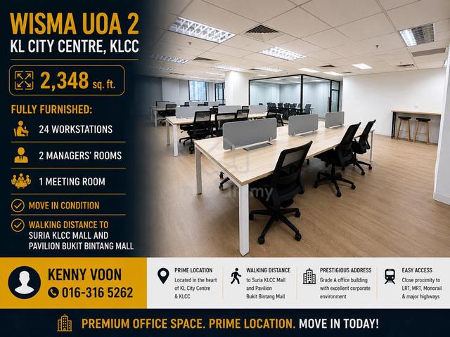 Fully Furnish, Wisma UOA, UOA 2, KL City Centre, KLCC, Bukit Bintang 1