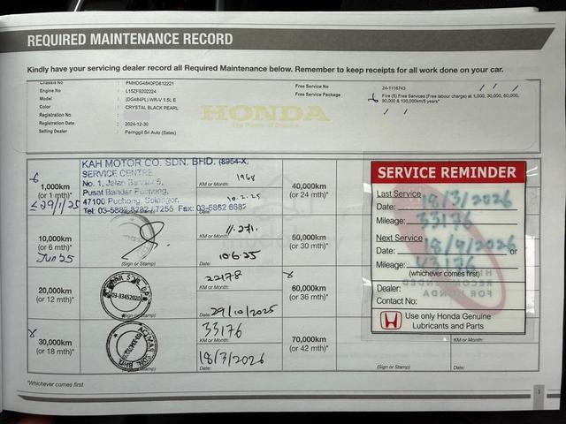 Honda WR-V 1.5 E WRV DG4 F.SERVICE 3XK H.SENSING - 3