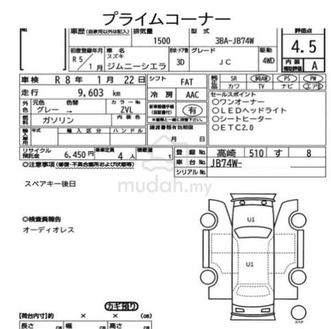 2023 - Grade 4.5A Suzuki JIMNY 1.5 MY21-JB74 (A) - 2