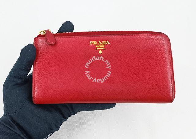 PRADA red full leather riri zipper - Bags & Wallets for sale in Alma, Penang