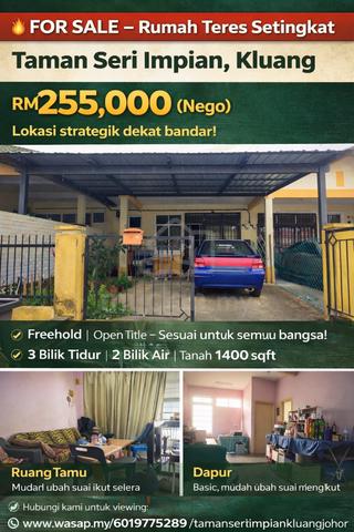 rumah teres setingkat, taman seri impian, kluang, johor 1