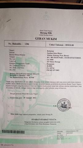 Kelantan Kok Lanas Residential Freehold Land For Sale 1