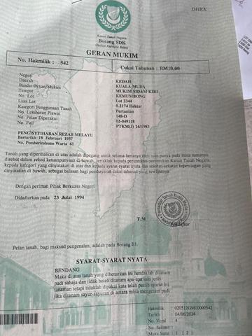Tanah untuk dijual di sidam kiri sungai petani 1