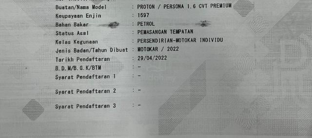 2022 Proton PERSONA PREMIUM 1.6L A SERVICE RECORD - 2
