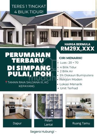 RUMAH BARU Teres setingkat 4 bedroom Tmn Raia Saujana III,Smpng Pulai 1