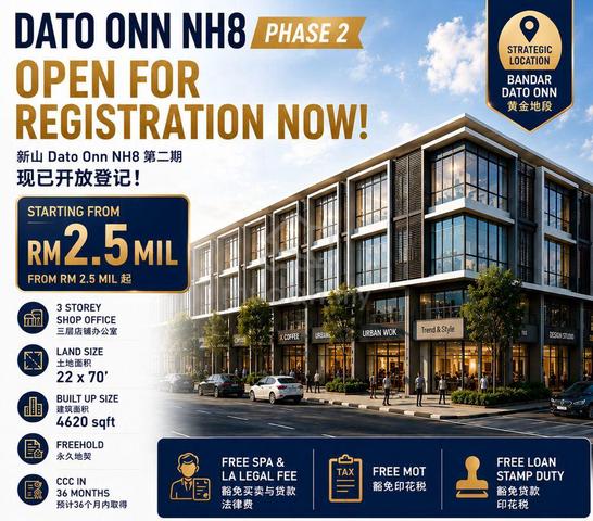 3 Storey Shop Office📍 Bandar Dato Onn🎉 三层楼店面 第二期Phase 2 1
