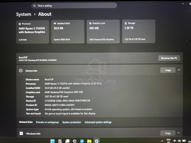 Asus TUF Gaming A15 32gb RAM - photo 3 of 4
