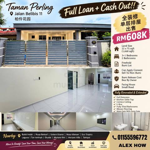 For Sale / Jalan Belibis 11, Taman Perling / Full Loan+ Cash Out 1