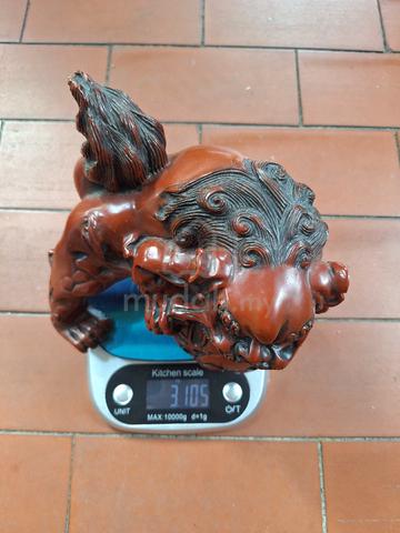 Vintage Large Red Cinnabar Resin Foo Dogs  - photo 2 of 6