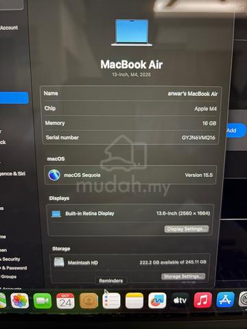 NEVER USED Macbook Air M4 16/256 BH100 CC2 - photo 3 of 6